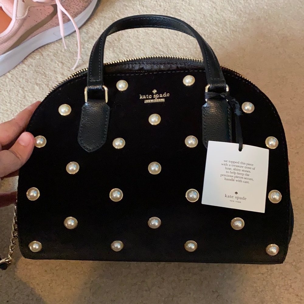 Kate spade black and pearl purse